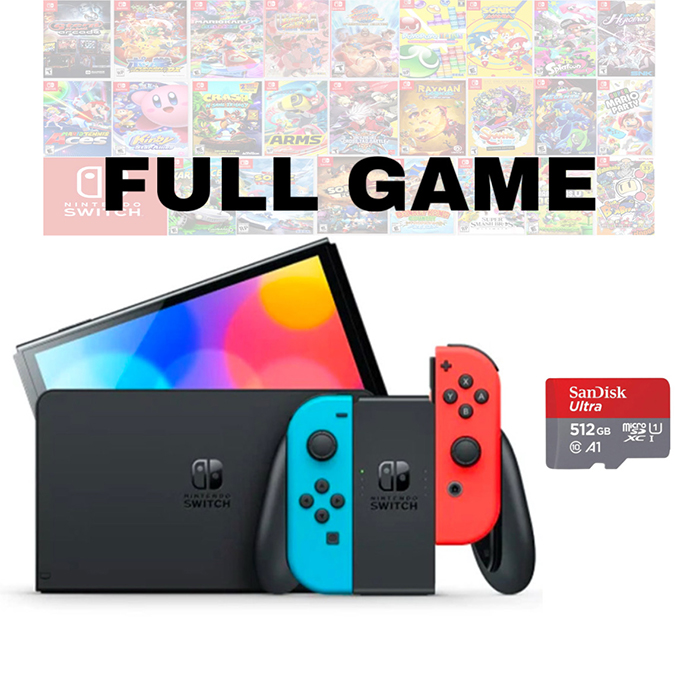 Nintendo Switch OLED Model with Neon Blue and Neon Red Joy-Con - FULL GAME