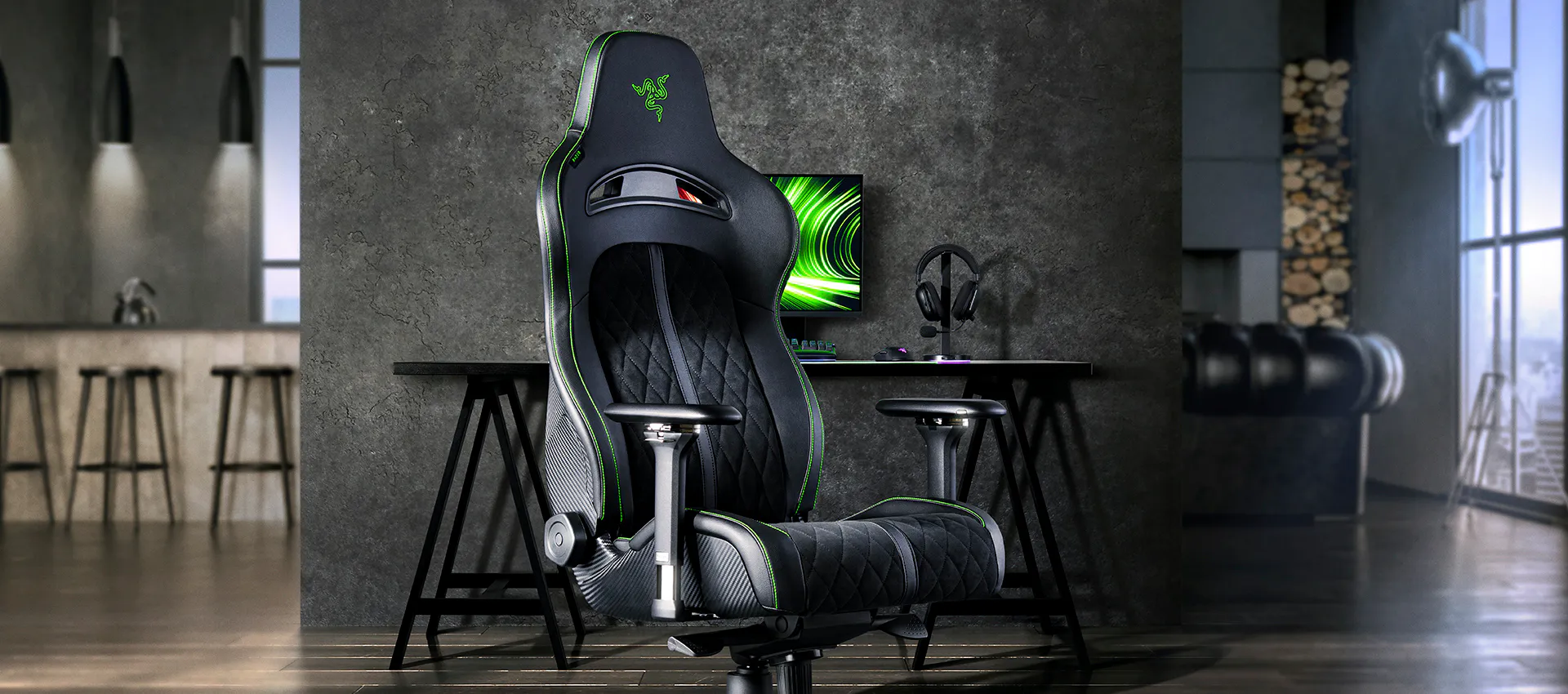 Razer Enki Gaming Chair - Black/Green Razer Enki Gaming Chair - Black/Green