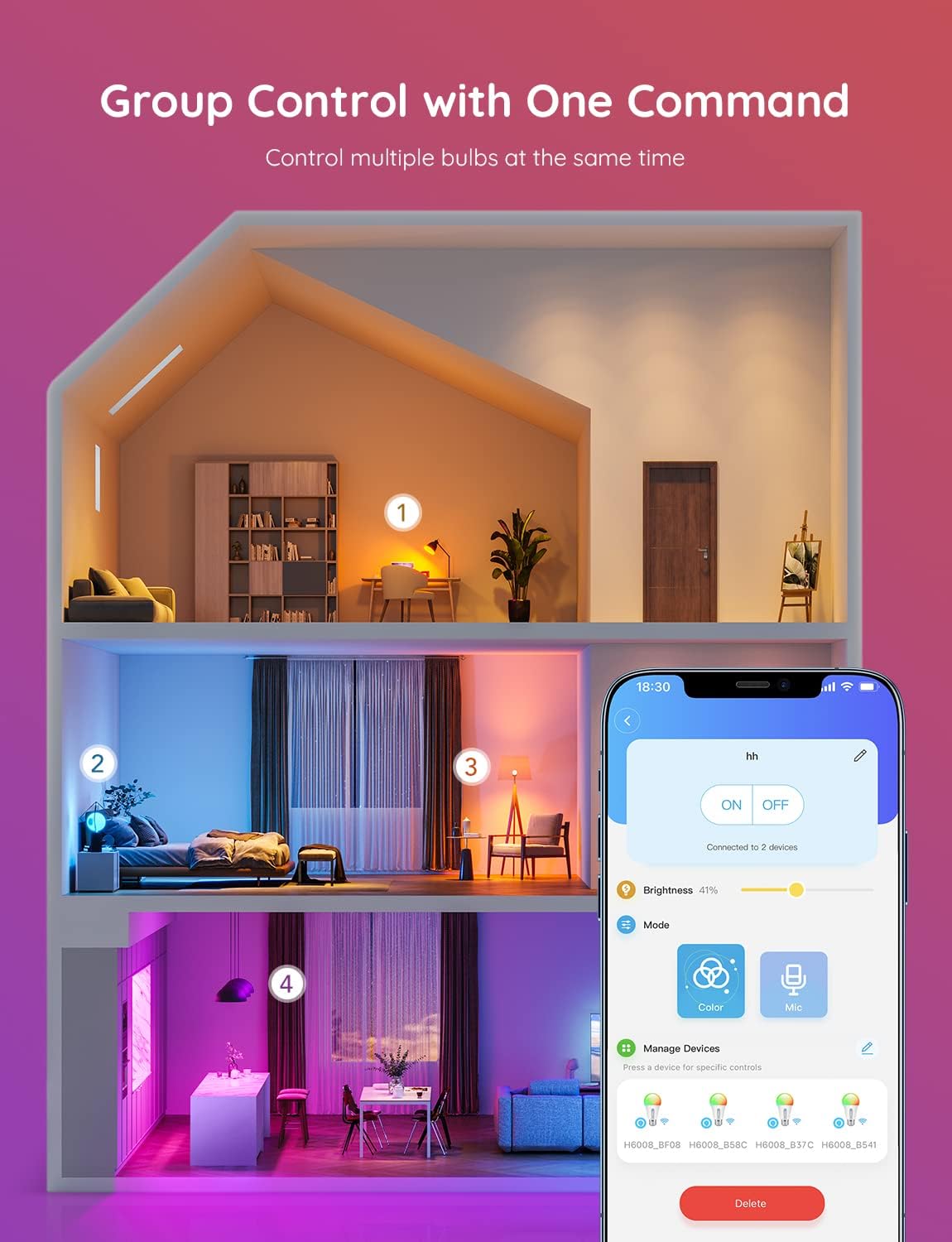 GoVee RGBWW Smart LED Bulbs E27 - 4 Pack خرید لامپ هوشمند حبابی GoVee RGBWW LED - پک چهارتایی